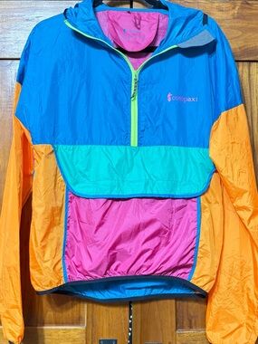 Cotopaxi TeCa Neon Windbreaker WS Colorblock Half-Zip Hooded Lightweight Outdoor